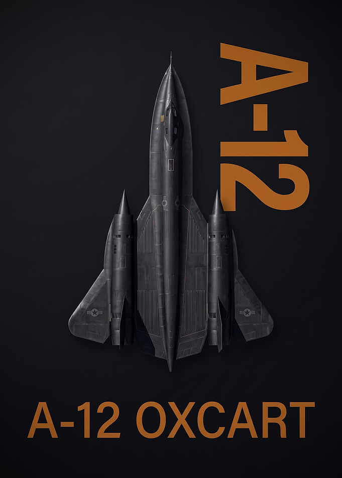 dark background top view A12 Oxcart Reconnaissance Aircraft Poster