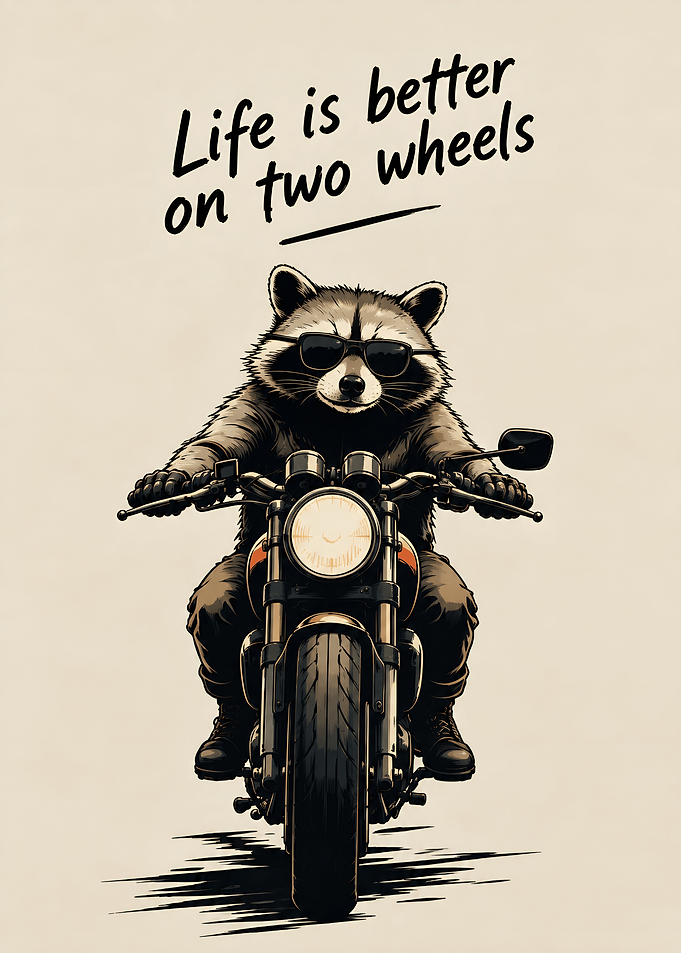 Cool Raccoon Riding a Motorcycle
