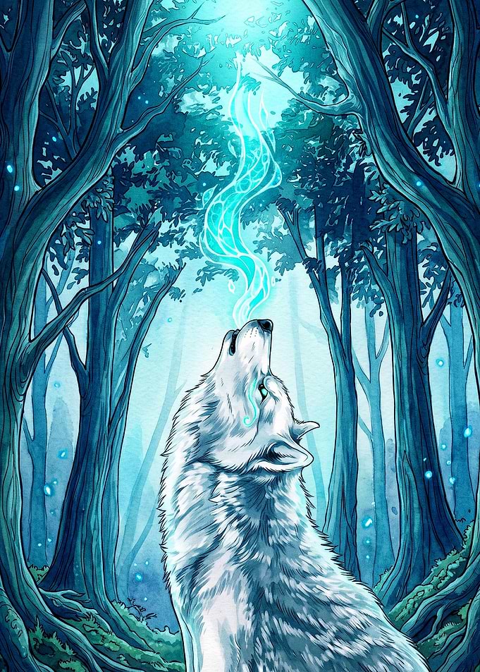 Wolf Spirit Forest Fantasy Art