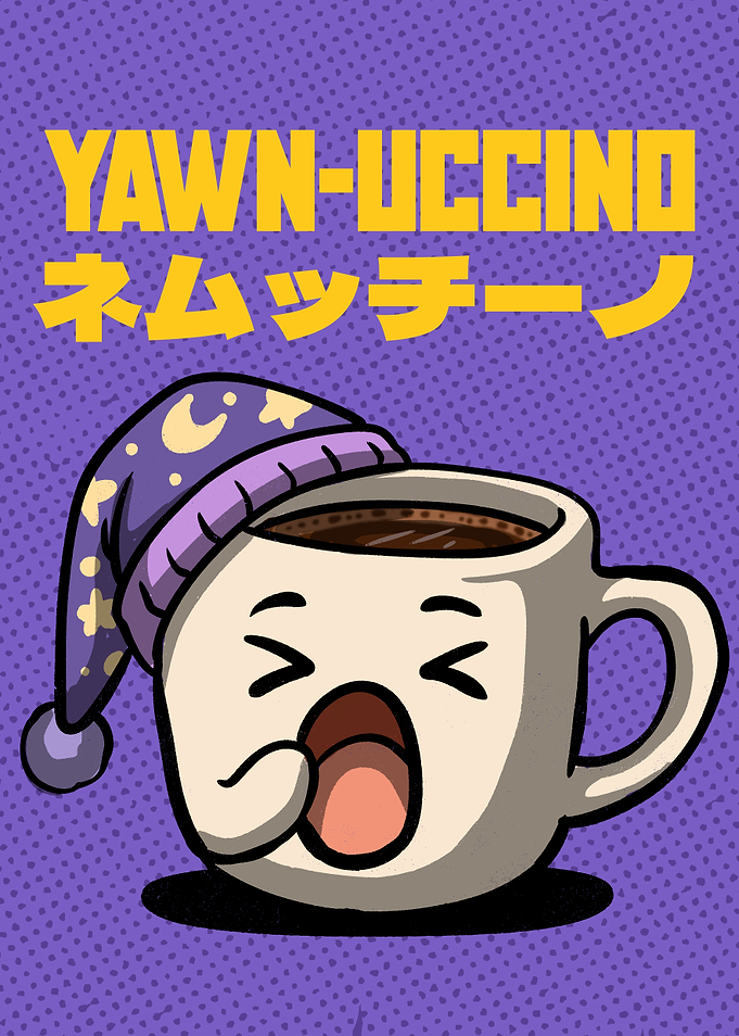 Yawn-uccino Cute Coffee Mug Illustration