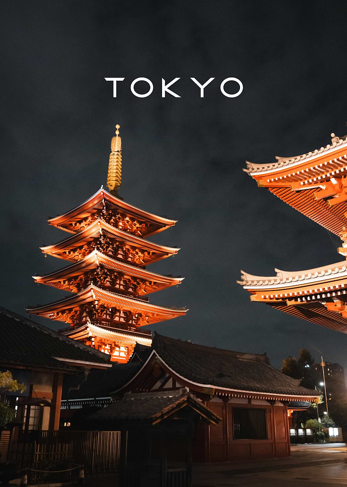 Tokyo Senso-ji Temple at Night