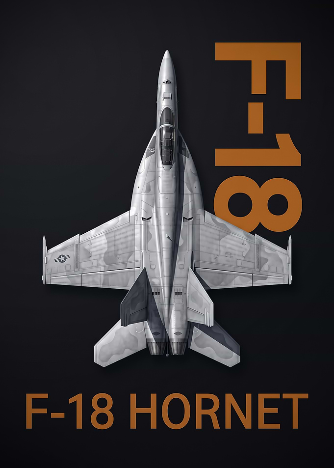 dark background top view F18 Hornet Military Aircraft Poster
