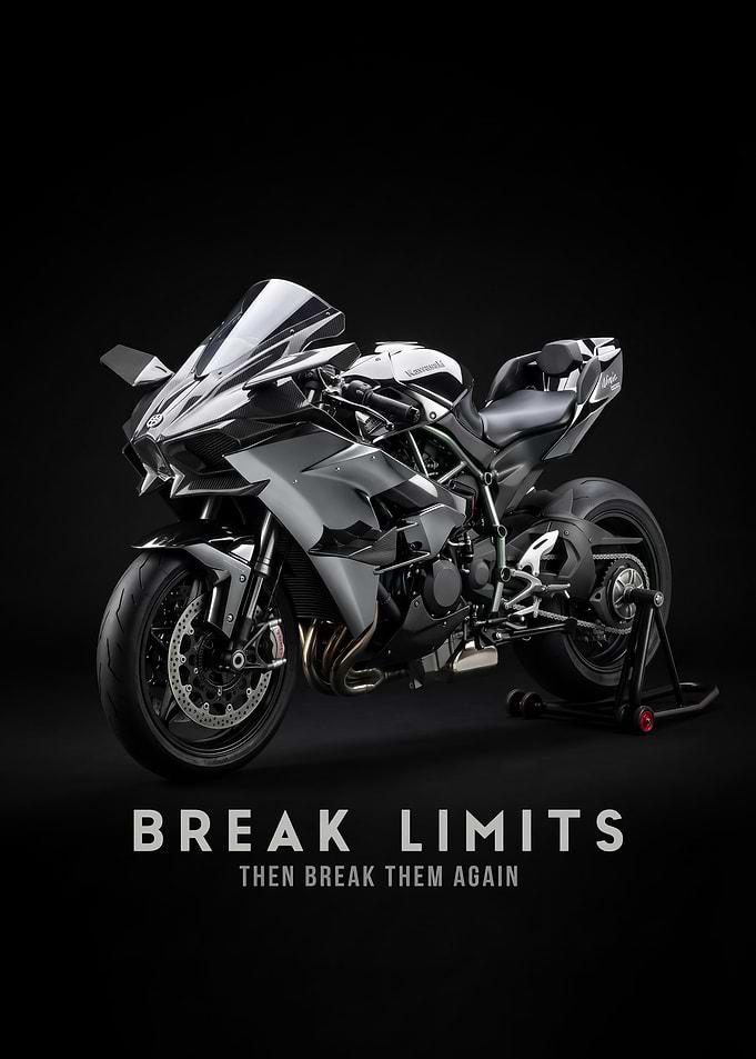 black background Ninja H2 Sportbike Poster
