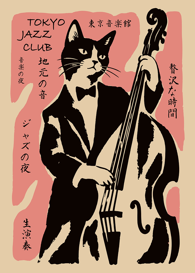 Tokyo Jazz Club Cat Poster