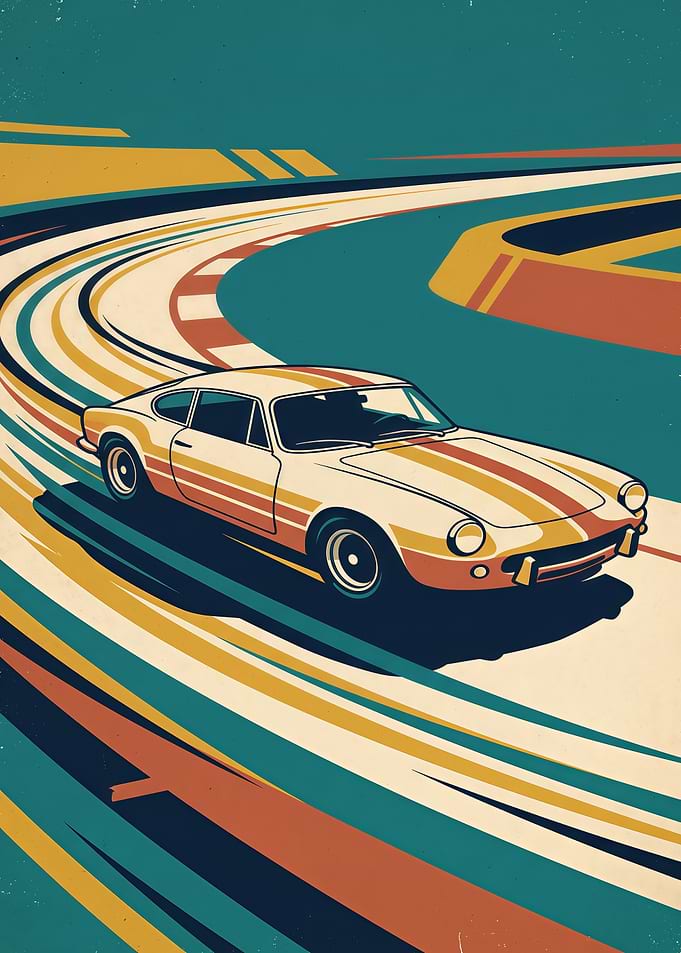Vintage Retro Sports Car Racing Poster