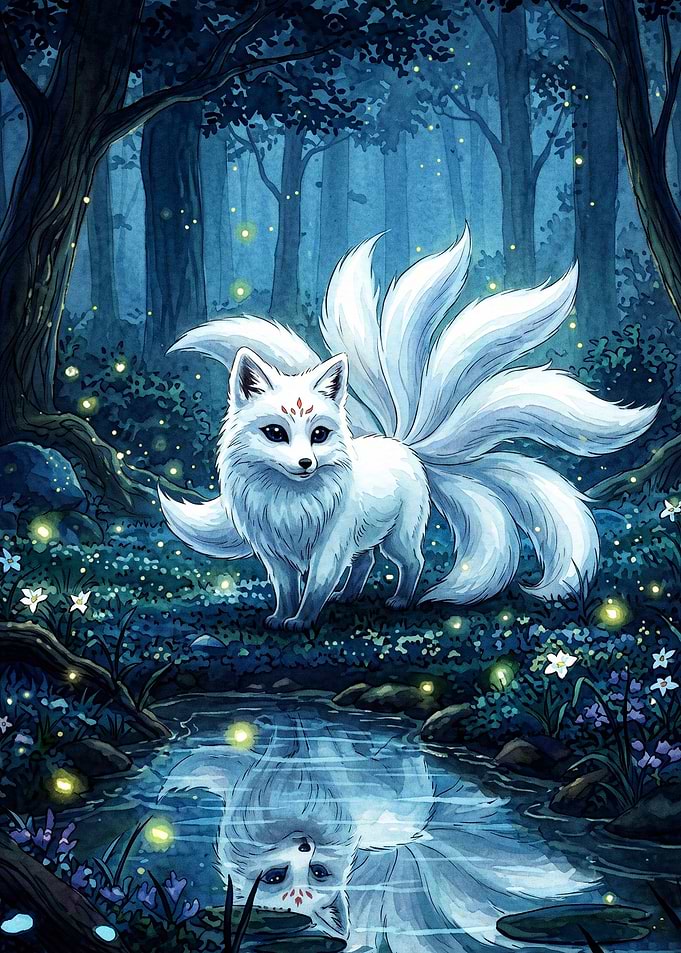 Kitsune Fox Nine Tails Fantasy Art