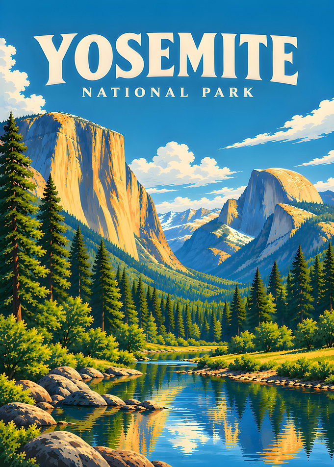 Yosemite National Park Vintage Travel Poster