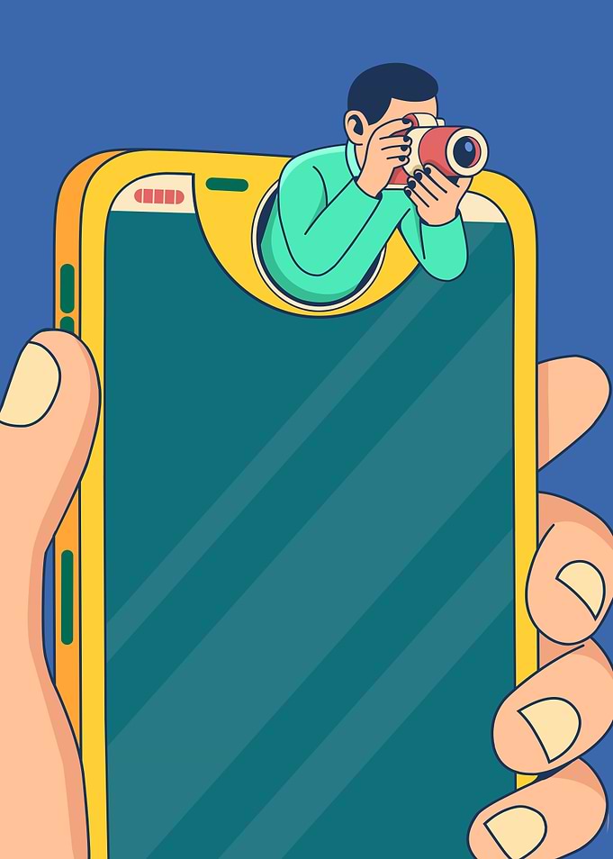 Photographer Emerging from Smartphone Screen