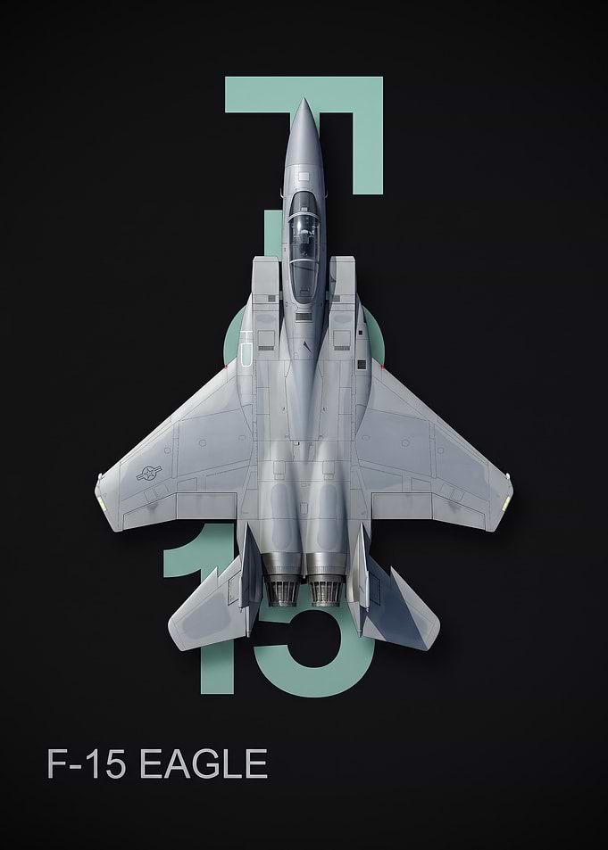 black background f15 Eagle Fighter Jet Poster