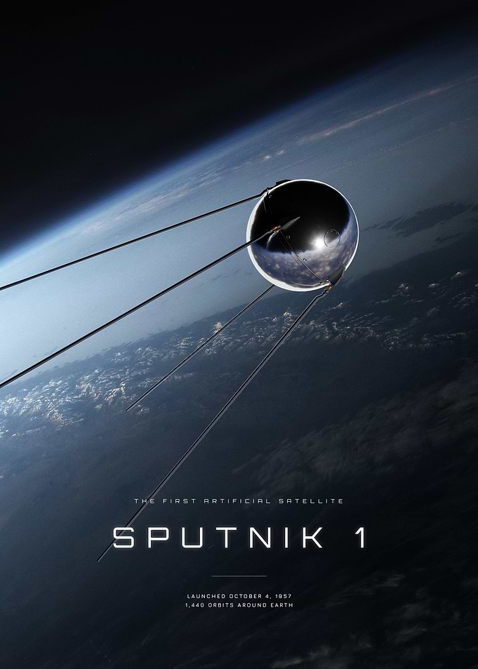 Soviet Sputnik 1 USSR Space Exploration Poster
