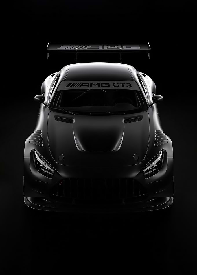 black background Matte Black Race Car poster