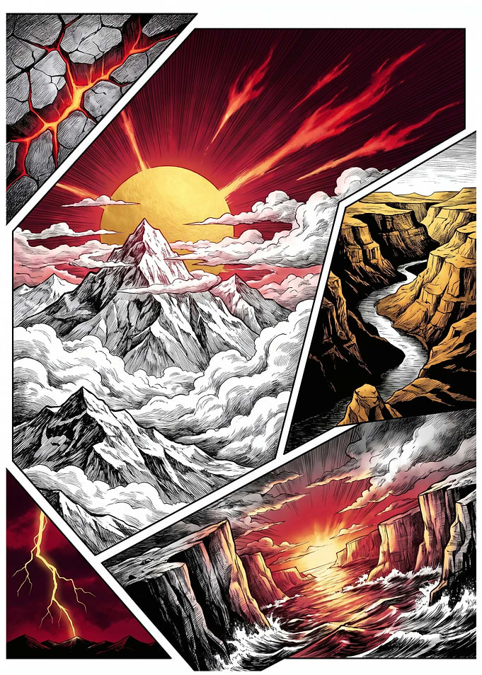 Vintage Epic Mountain Landscape