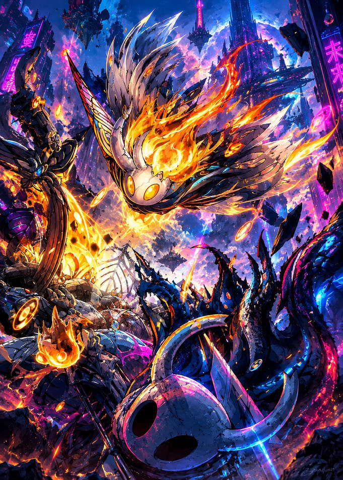 Hollow Knight Radiant Battle Illustration