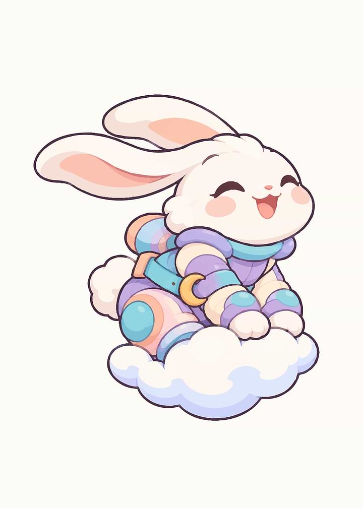 Cute Space Bunny on a Cloud
