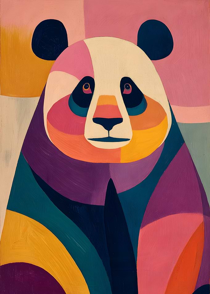 Colorful Abstract Geometric Panda Portrait