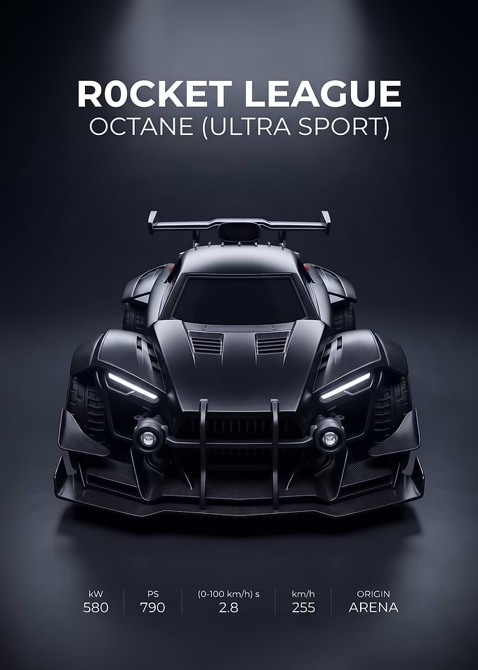 black background Rocket League Octane Ultra Poster