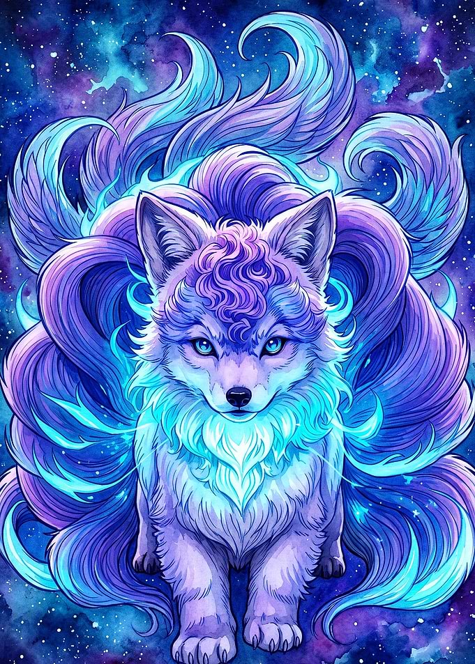 Celestial Fox Cosmic Fantasy Art