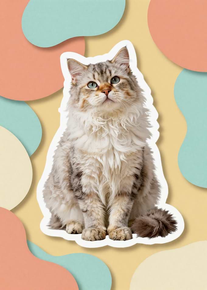 Fluffy Tabby Cat Sticker Design
