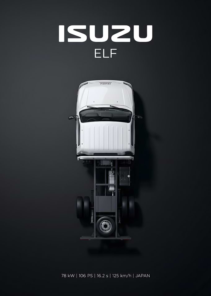 Isuzu Elf Truck Top View Poster