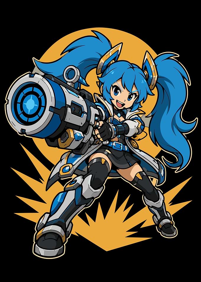 Anime Girl with Blue Cannon