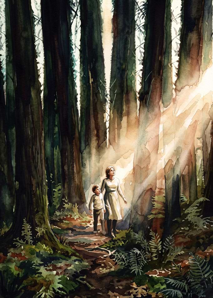 Forest Mother Child Watercolor Post