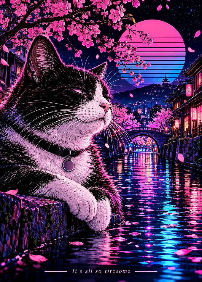 Synthwave Cat by Cherry Blossoms