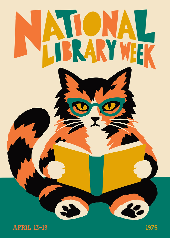 Vintage National Library Week Cat Poster