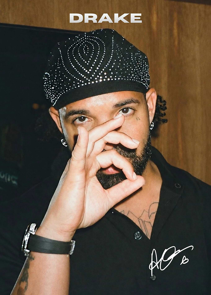 Drake Portrait with Rhinestone Durag