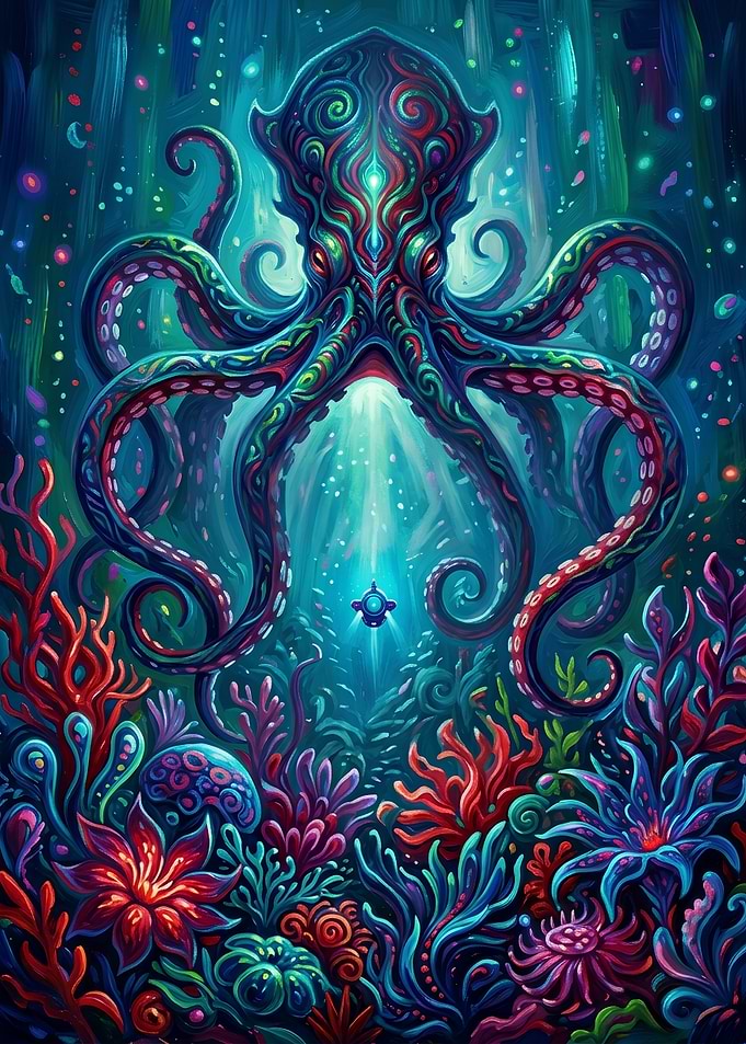 Psychedelic Deep Sea Octopus Encounter