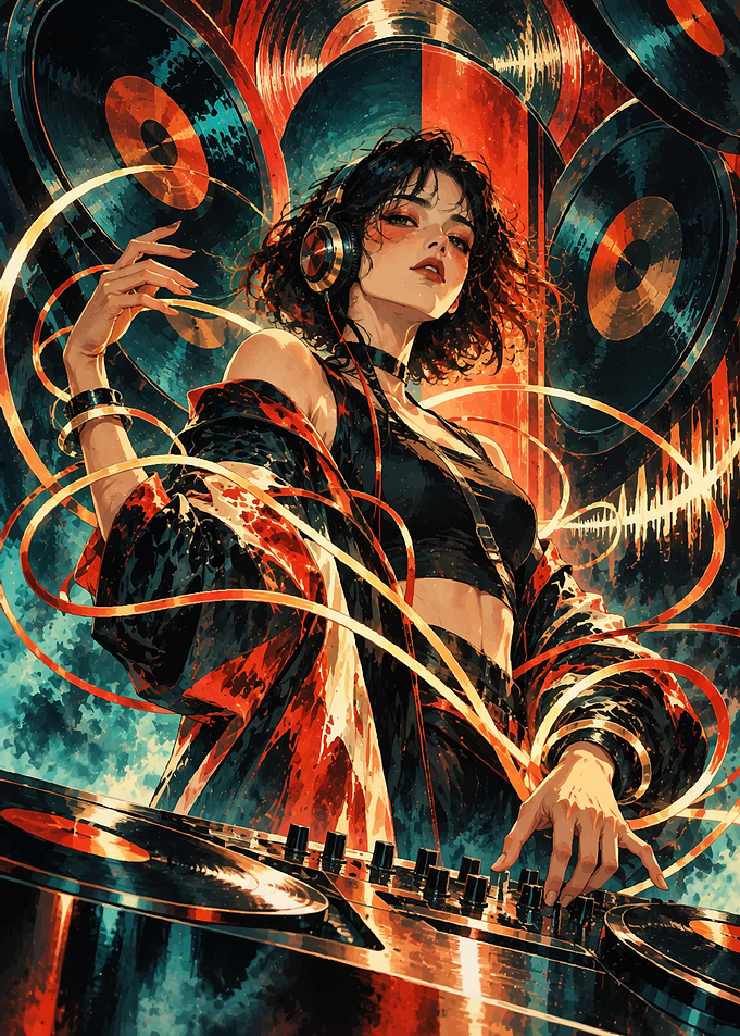 Stylish Female DJ Mixing Music