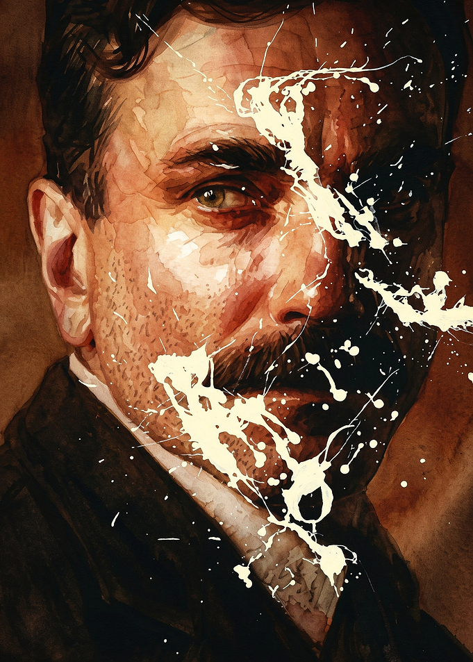 Oil Man Portrait Splatter Art