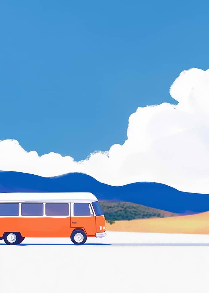 Orange Vintage Van Road Trip