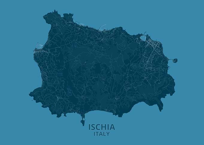 Minimalist Map of Ischia Italy