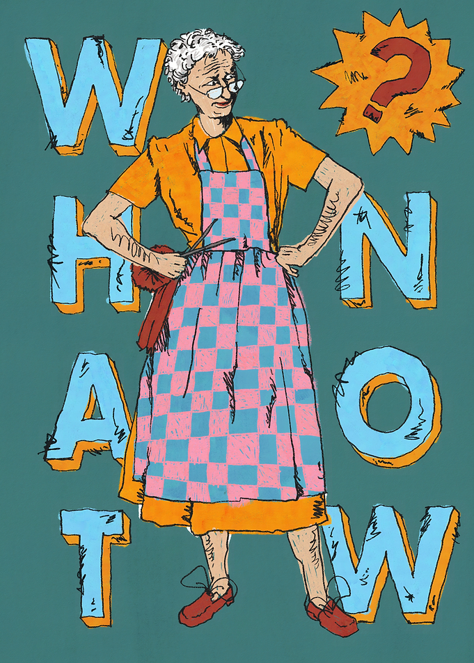 Funny Grandma What Now Illustration