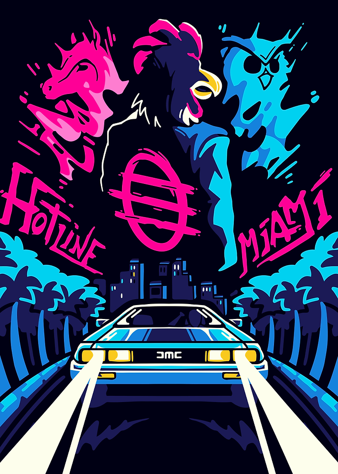 Hotline Miami Retro Synthwave Poster