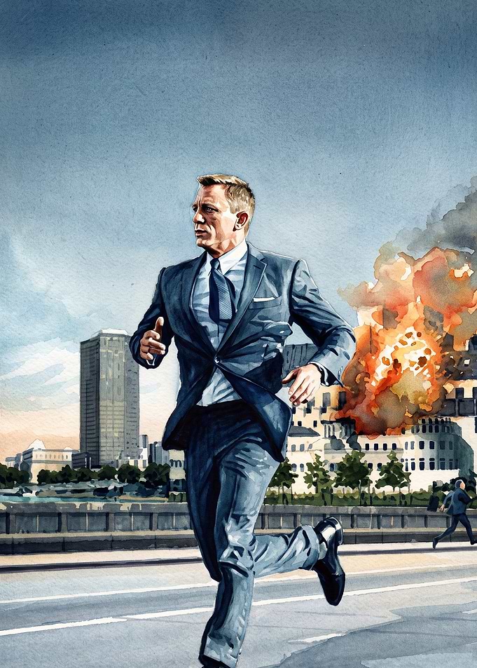 Secret Agent Spy Action Watercolor