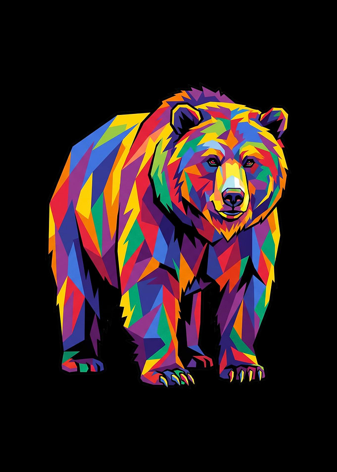 Colorful Geometric Pop Art Bear