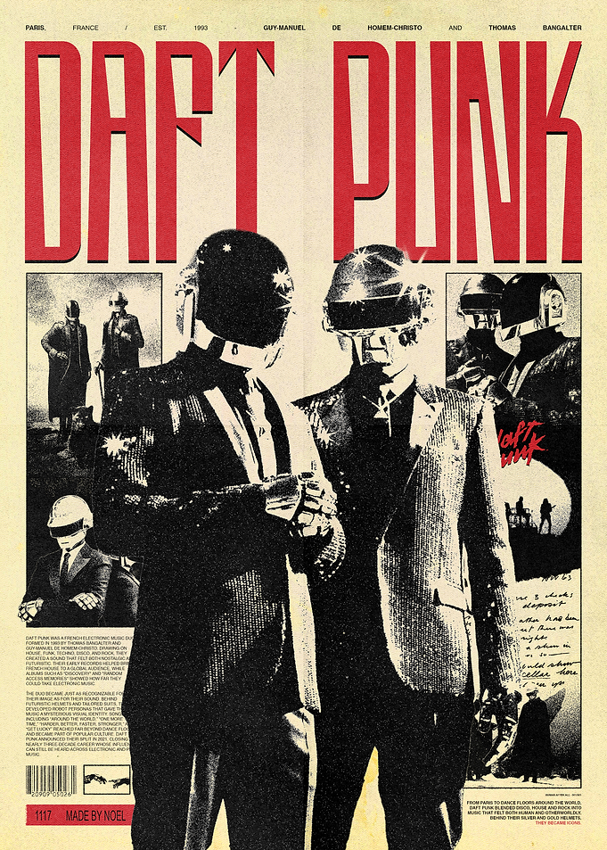 Daft Punk Vintage Style Poster