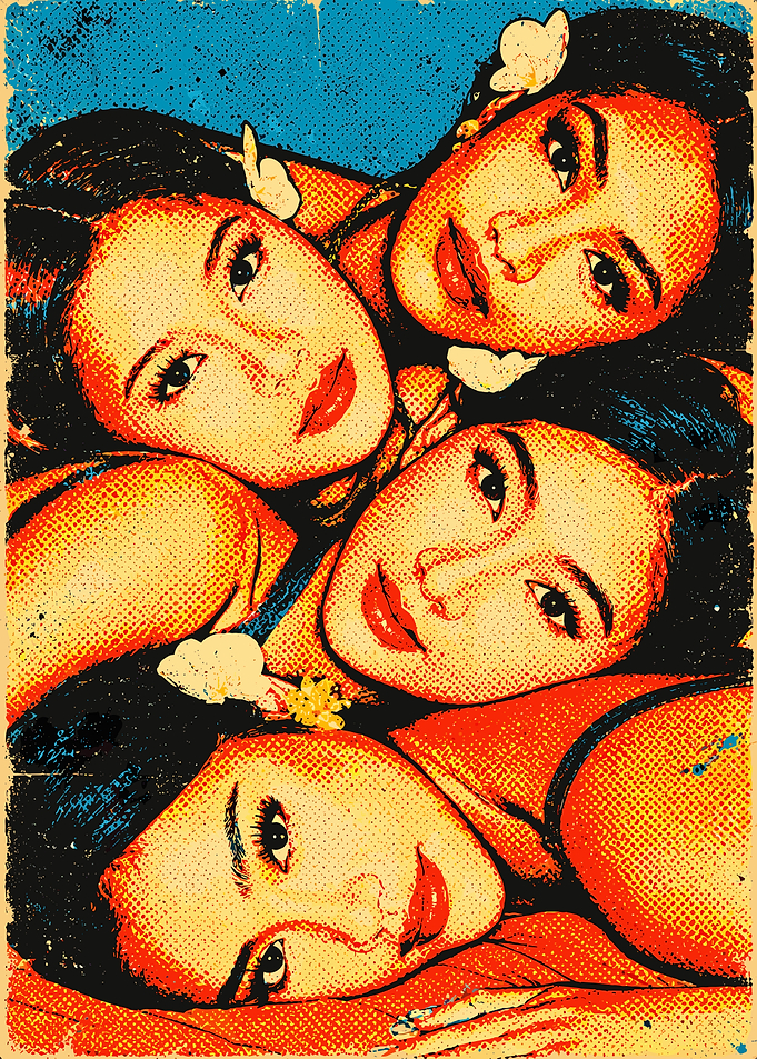 Pop Art Portrait of Three Women