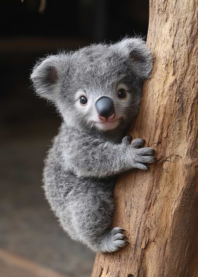 Adorable Baby Koala on Tree