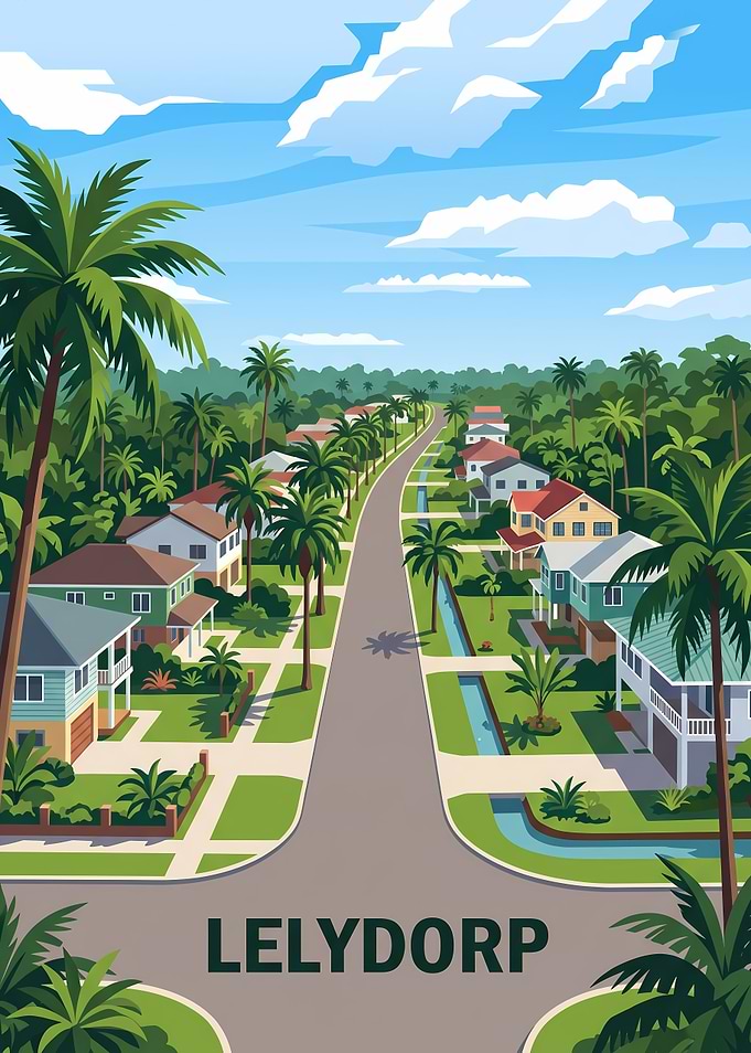 Lelydorp Tropical Residential Street Poster