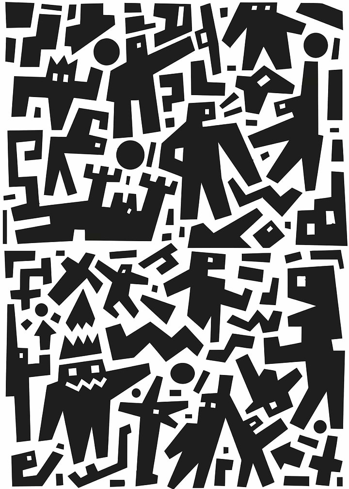 Abstract Black and White Doodle Pattern