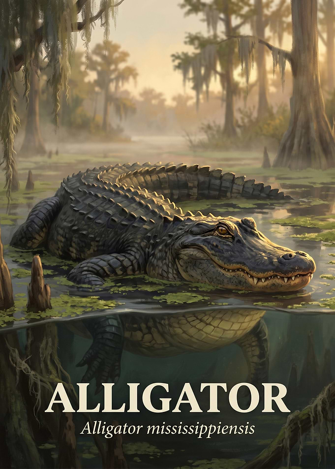 American Alligator in Swamp Poster