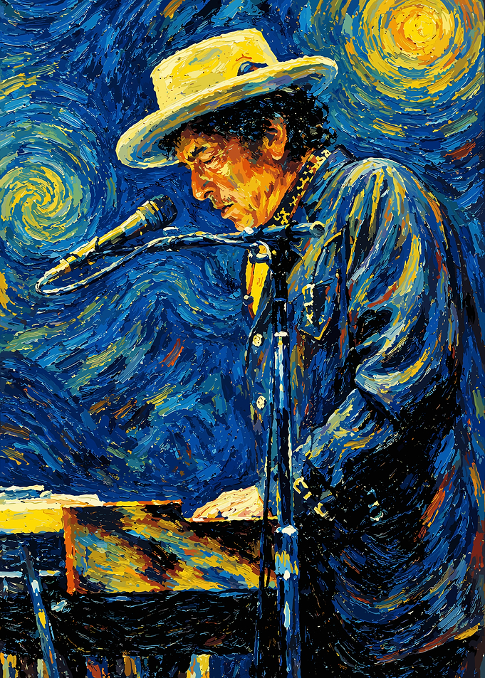 Bob Dylan Starry Night Style Portrait