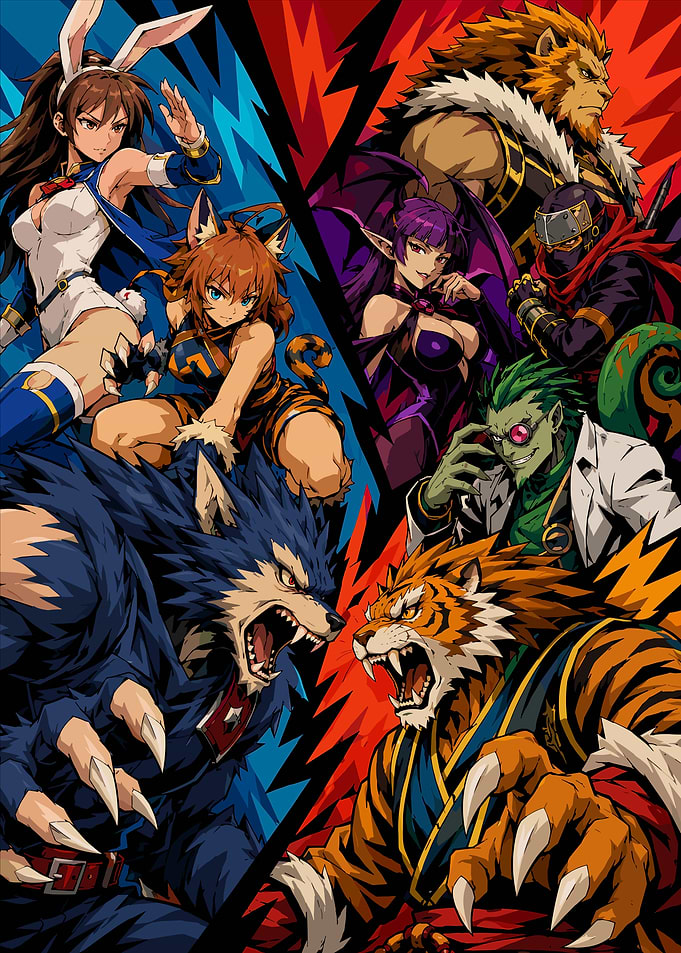 Bloody Roar Character Roster Battle Illustration