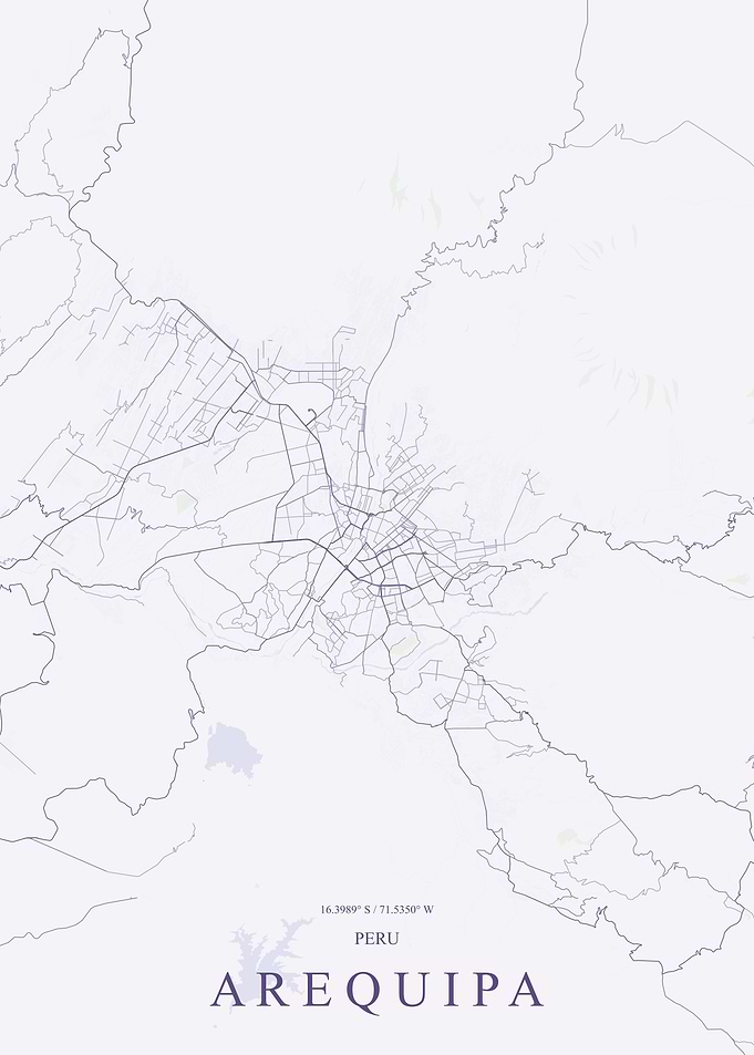 Minimalist Map of Arequipa, Peru