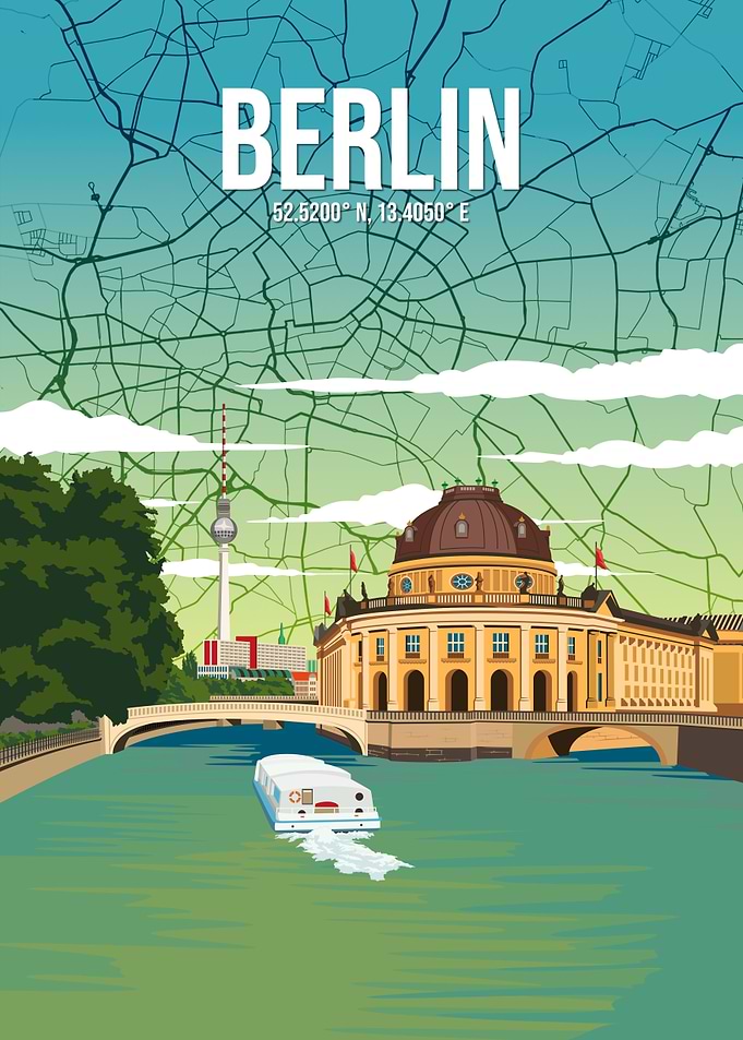 Berlin Cityscape Travel Poster