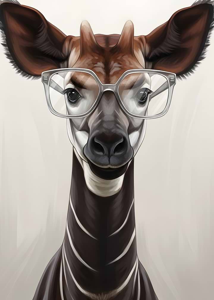 Okapi Wearing Glasses Portrait