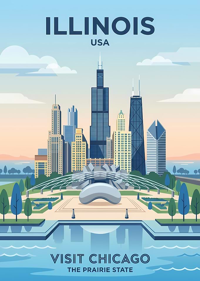 Chicago Illinois Travel Poster