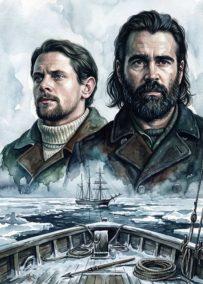 Arctic Sailors Ship Watercolor Post